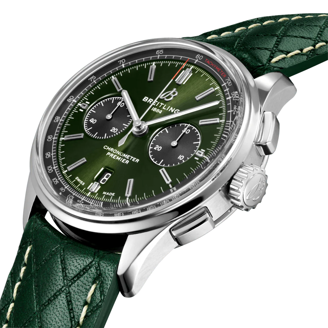 Breitling Watch Premier B01 Chronograph 42 Bentley British Racing Green Leather Folding - Image 4