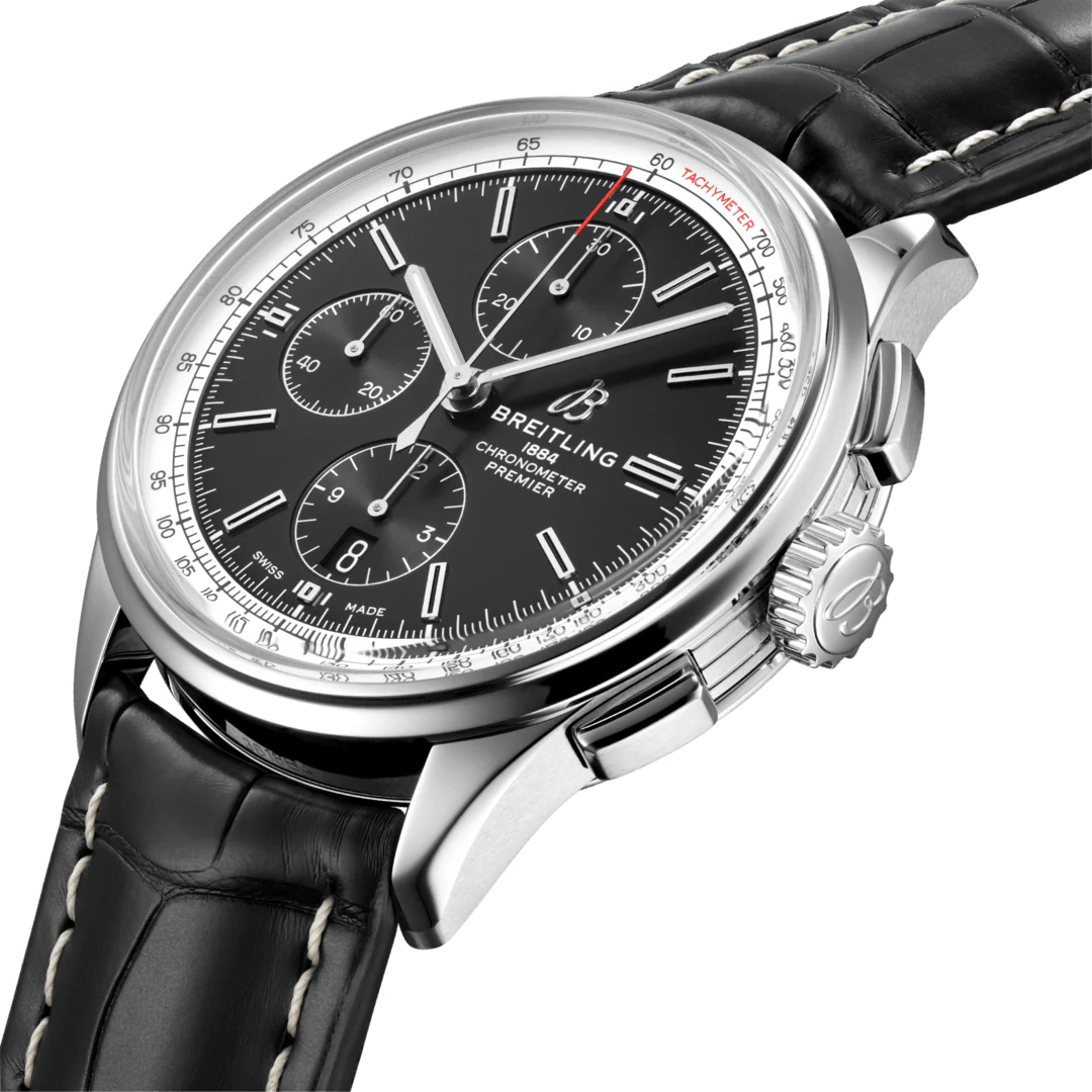Breitling Watch Premier Chronograph 42 Black Croco Tang - Image 4