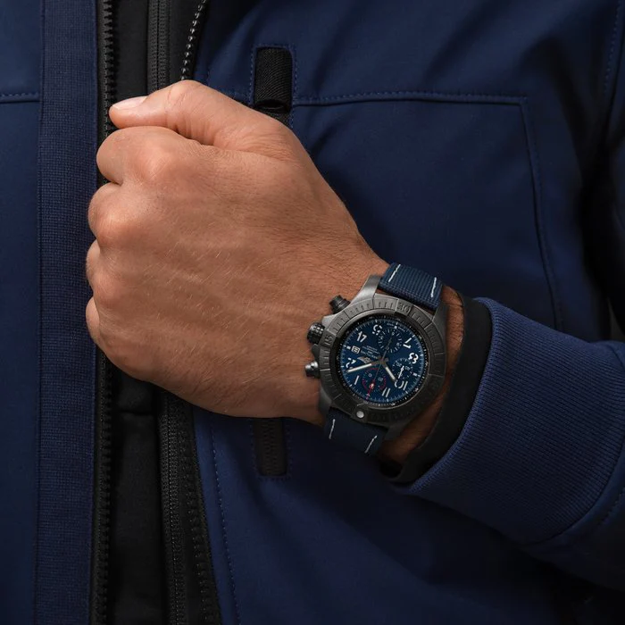 Breitling Watch Super Avenger Chronograph 48 Night Mission Leather Folding Clasp - Image 2