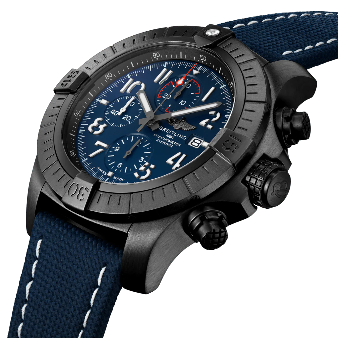 Breitling Watch Super Avenger Chronograph 48 Night Mission Leather Folding Clasp - Image 4