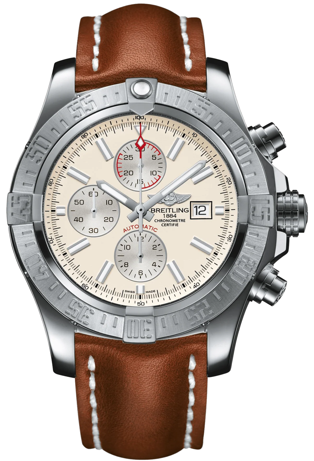 Breitling Watch Super Avenger II Steel Stratus Silver