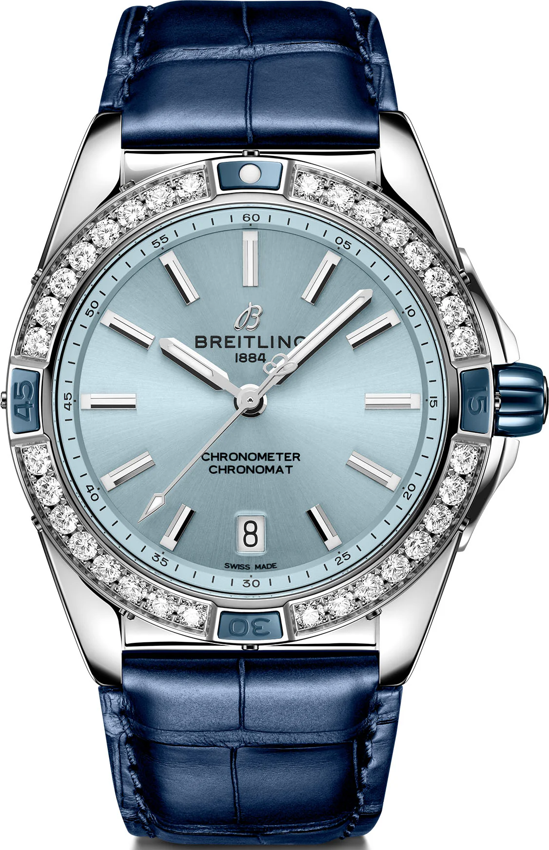 Breitling Super Chronomat Automatic 38 Iced Blue Alligator Watch