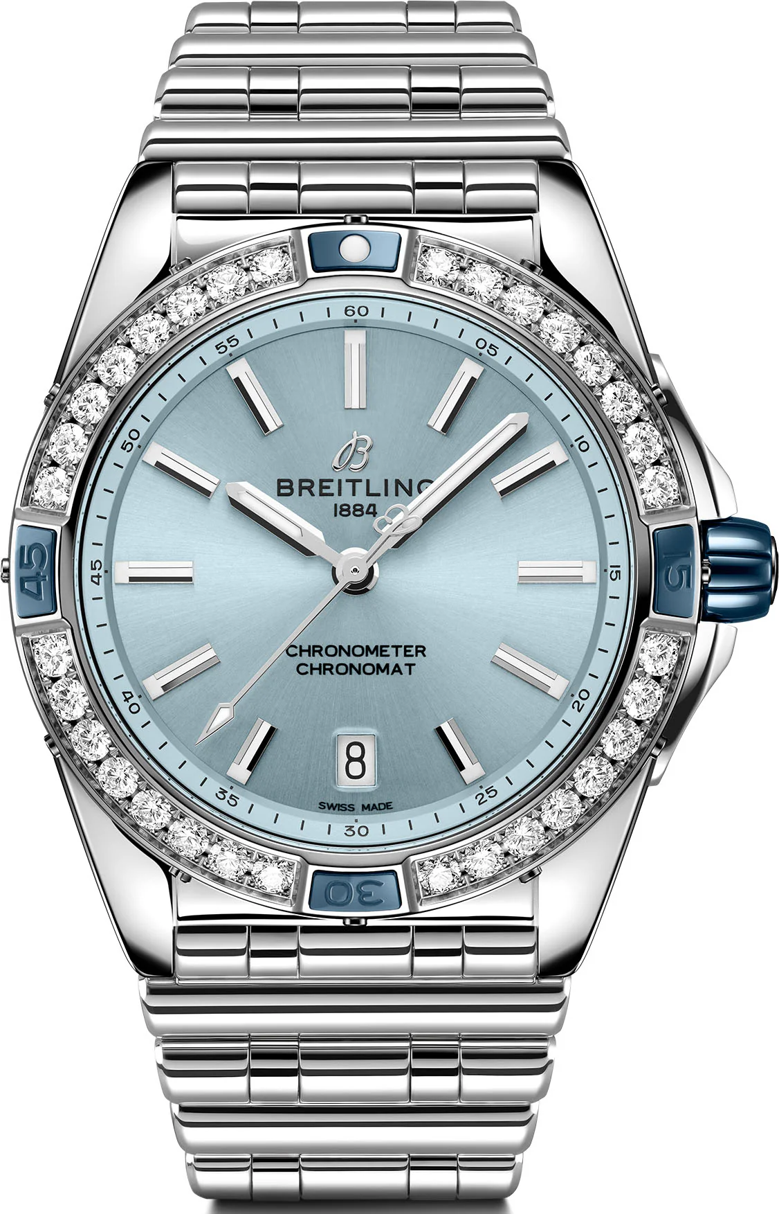 Breitling Super Chronomat Automatic 38 Iced Blue Bracelet Watch