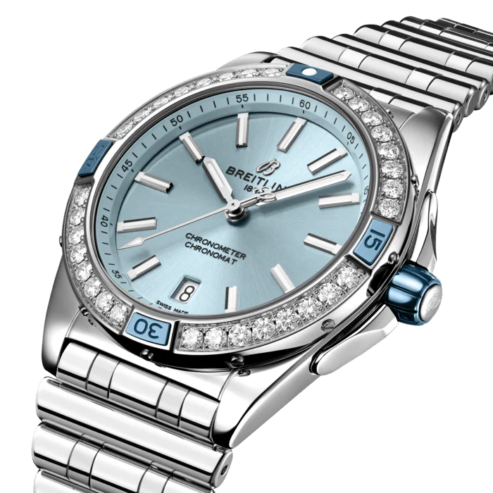 Breitling Super Chronomat Automatic 38 Iced Blue Bracelet Watch - Image 2