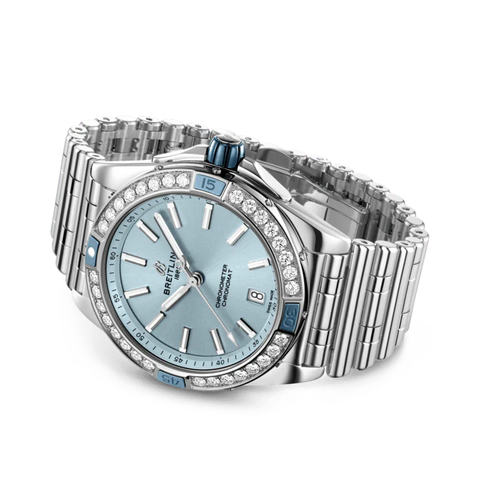 Breitling Super Chronomat Automatic 38 Iced Blue Bracelet Watch - Image 3