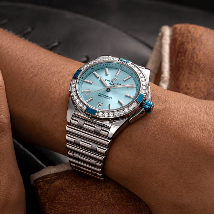 Breitling Super Chronomat Automatic 38 Iced Blue Bracelet Watch - Image 5