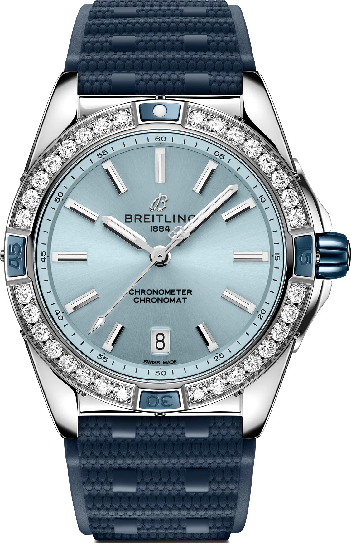 Breitling Super Chronomat Automatic 38 Iced Blue Rubber Watch