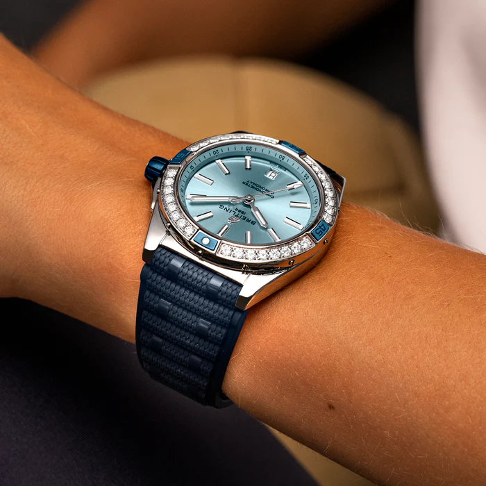 Breitling Super Chronomat Automatic 38 Iced Blue Rubber Watch - Image 5