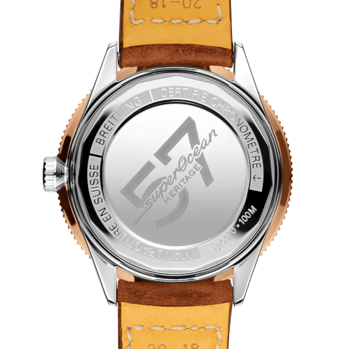 Breitling Watch Superocean Heritage 57 Gold Leather Folding Clasp - Image 2