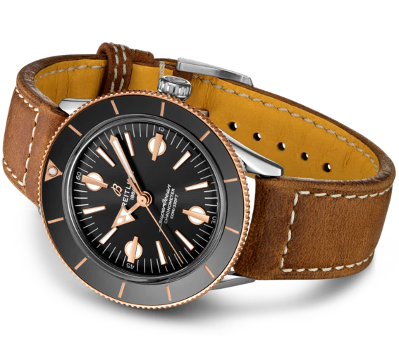 Breitling Watch Superocean Heritage 57 Gold Leather Folding Clasp - Image 3