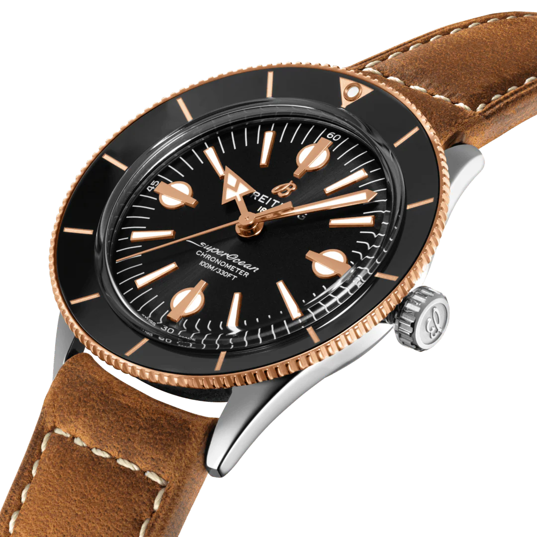 Breitling Watch Superocean Heritage 57 Gold Leather Folding Clasp - Image 4