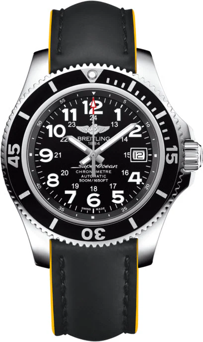 Breitling Watch Superocean II 42 Leather Black Yellow