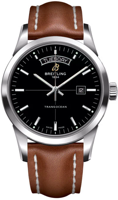 Breitling Watch Transocean Day Date Leather Tang Type