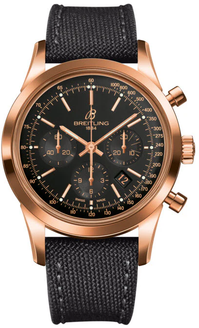 Breitling Watch Transocean Chronograph Black Red Gold