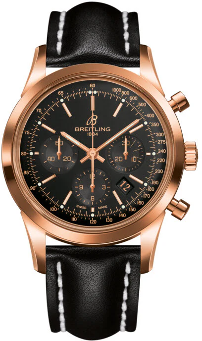 Breitling Watch Transocean Chronograph Black Red Gold