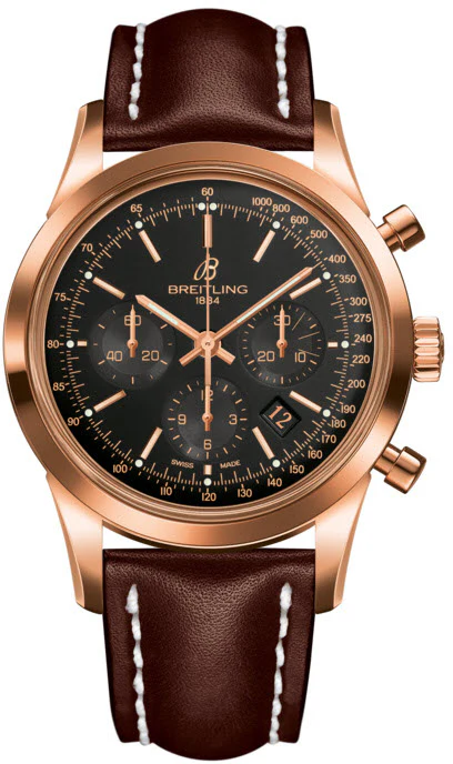 Breitling Watch Transocean Chronograph Black Red Gold
