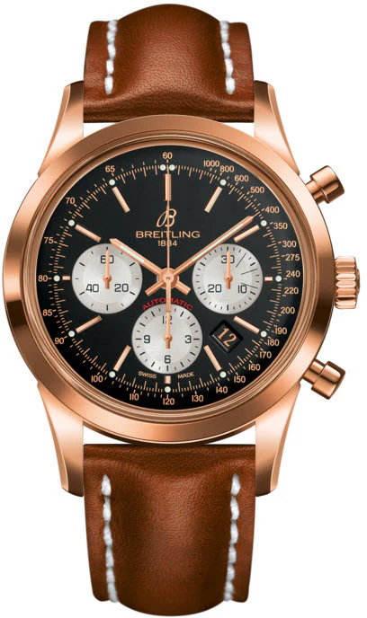 Breitling Watch Transocean Chronograph Black Red Gold