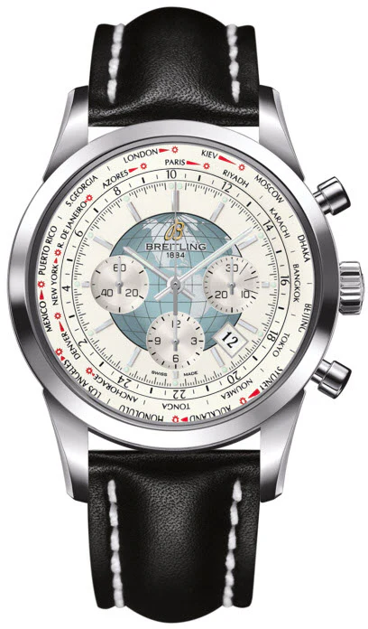 Breitling Watch Transocean Chronograph Unitime Polar White