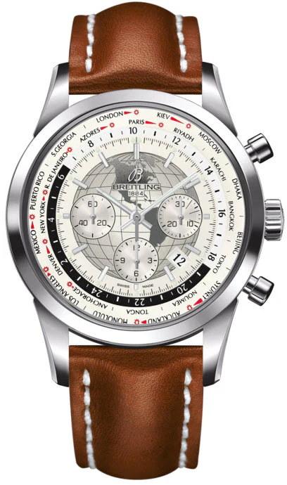 Breitling Watch Transocean Chronograph Unitime Polar White