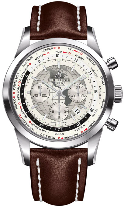 Breitling Watch Transocean Chronograph Unitime Polar White