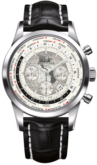 Breitling Watch Transocean Chronograph Unitime Polar White
