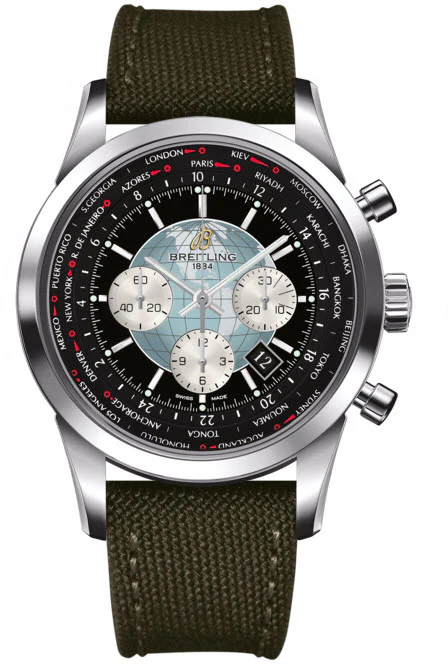 Breitling Watch Transocean Chronograph Unitime Steel Black