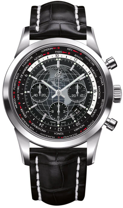 Breitling Watch Transocean Chronograph Unitime Steel Black