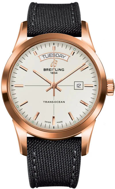 Breitling Watch Transocean Mercury Silver Red Gold Military Tang Type