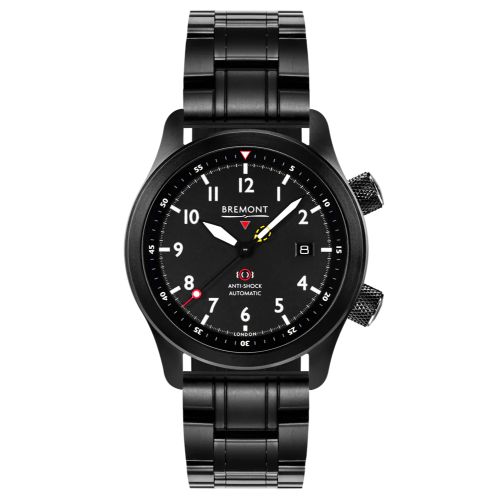 Bremont Watch MBII Custom DLC Black Dial with Yellow Barrel & Closed Case Back - Image 9