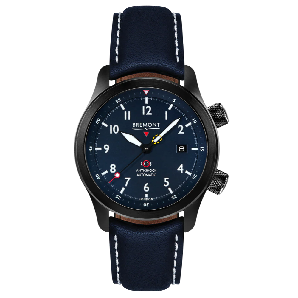 Bremont Watch MBII Custom DLC Blue Dial with Blue Barrel & Closed Case Back