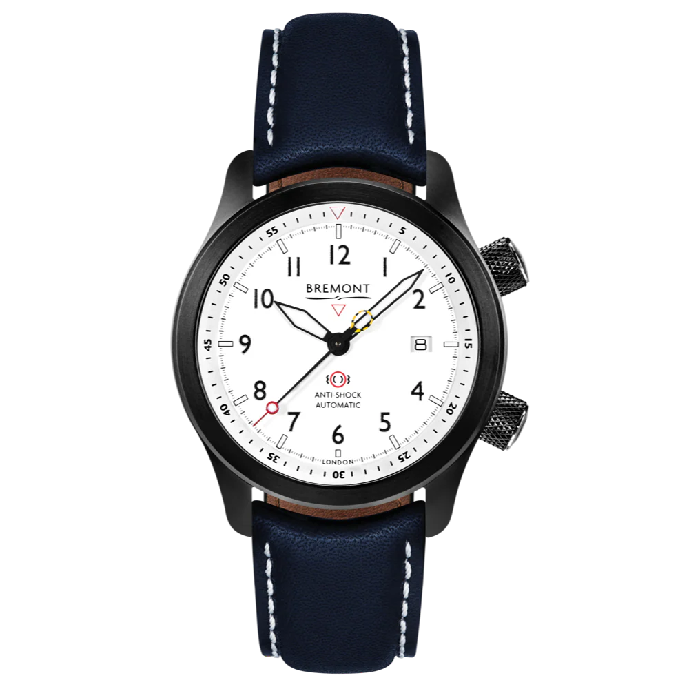 Bremont Watch MBII Custom DLC White Dial with Orange Barrel & Closed Case Back