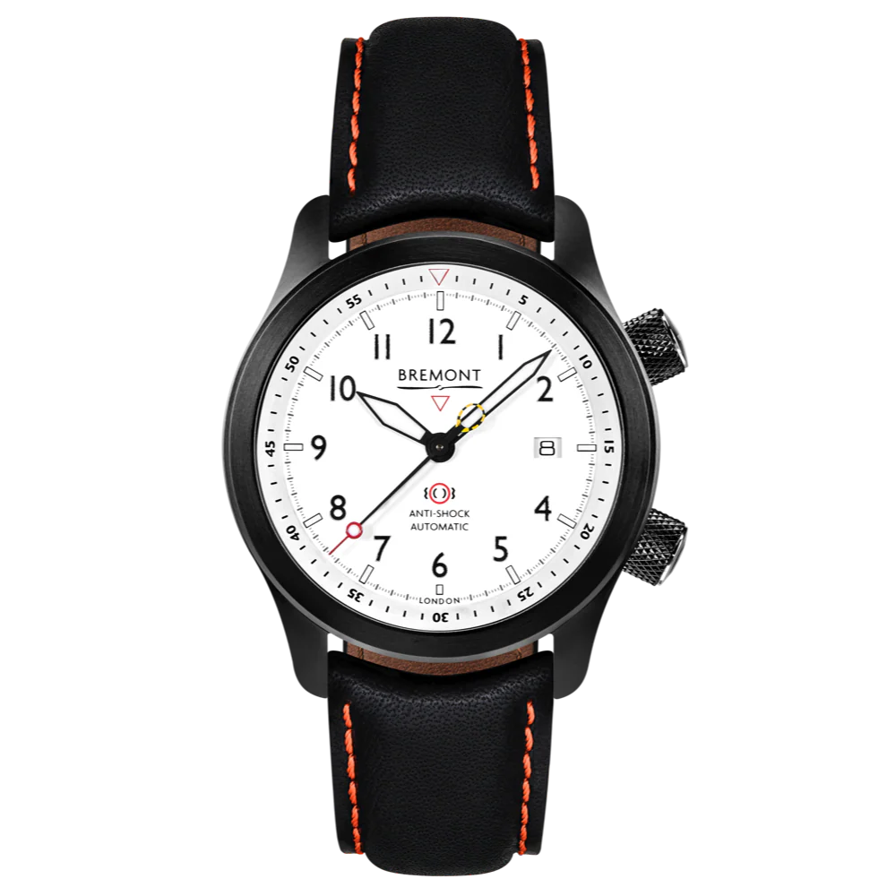 Bremont Watch MBII Custom DLC White Dial with Orange Barrel & Closed Case Back - Image 7