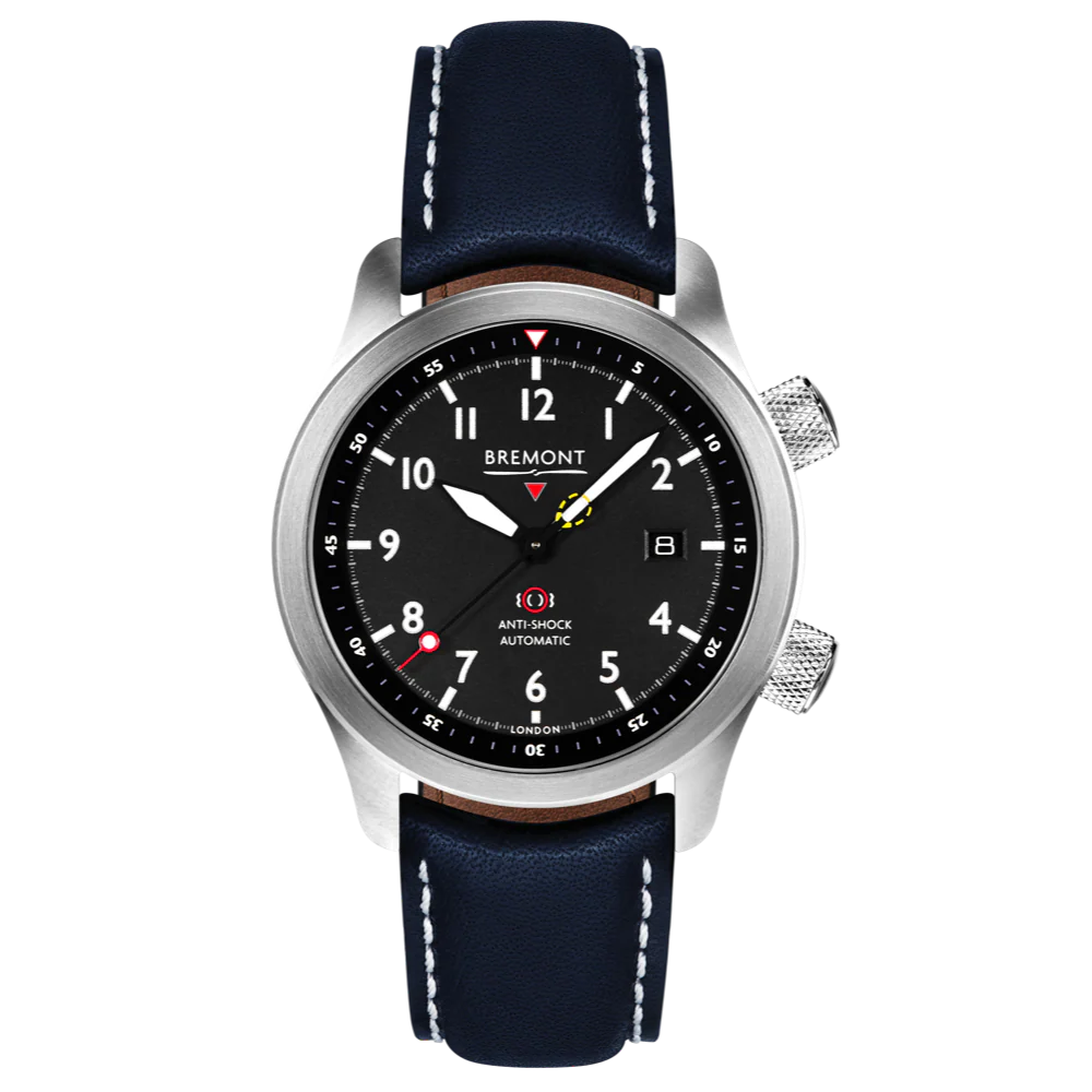 Bremont Watch MBII Custom Stainless Steel Black Dial with Orange Barrel & Open Case Back