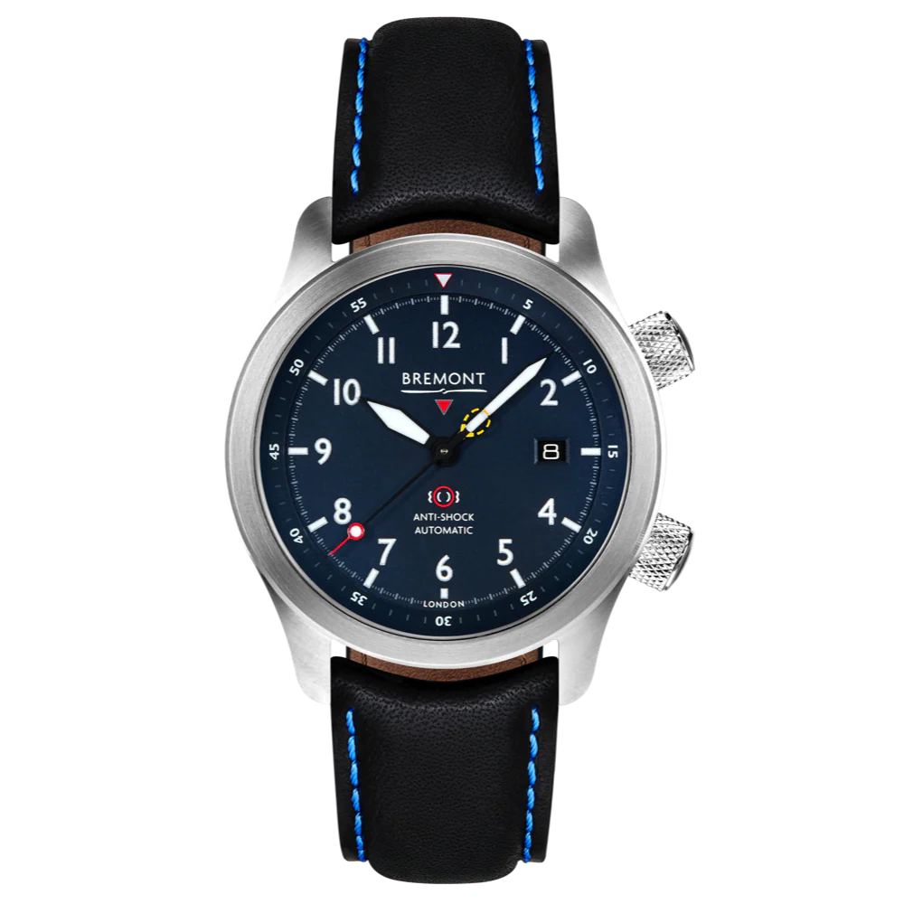 Bremont Watch MBII Custom Stainless Steel Blue Dial with Blue Barrel & Closed Case Back - Image 6