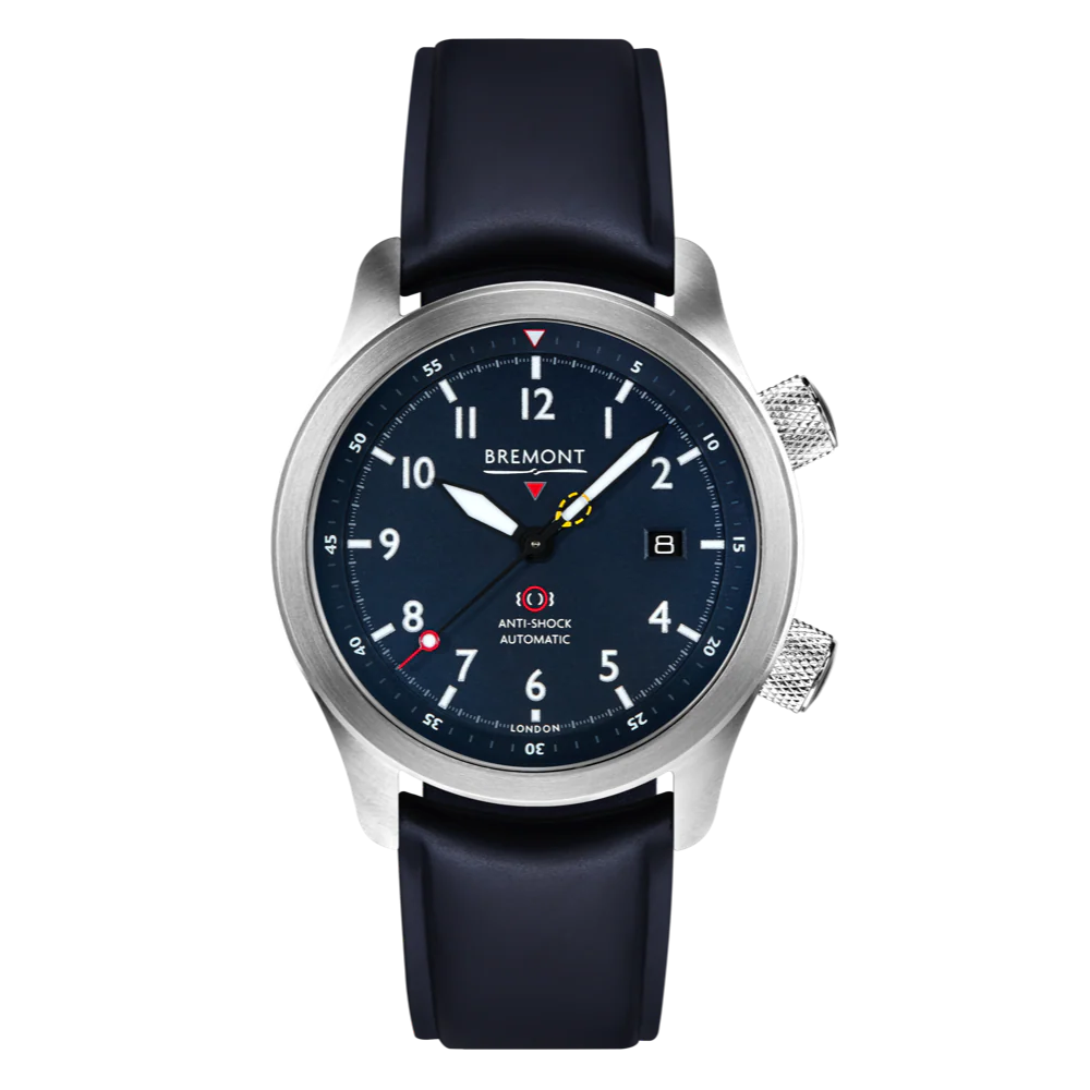 Bremont Watch MBII Custom Stainless Steel Blue Dial with Purple Barrel & Open Case Back - Image 3