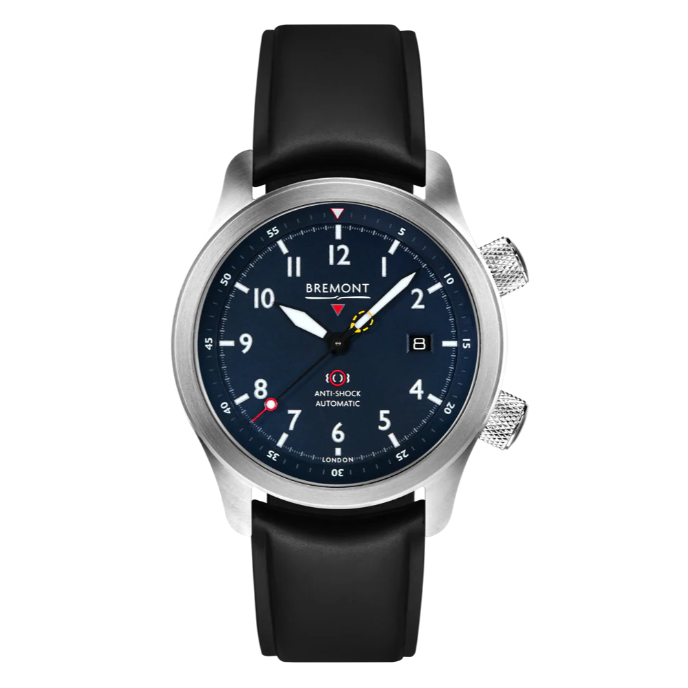 Bremont Watch MBII Custom Stainless Steel Blue Dial with Purple Barrel & Open Case Back - Image 4