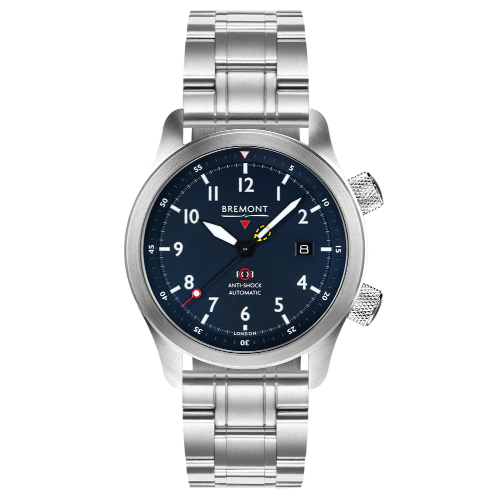Bremont Watch MBII Custom Stainless Steel Blue Dial with Purple Barrel & Open Case Back - Image 9