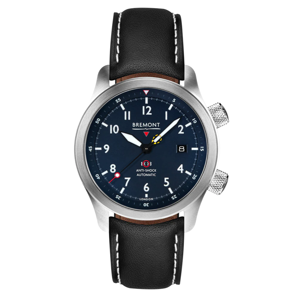 Bremont Watch MBII Custom Stainless Steel Blue Dial with Yellow Barrel & Closed Case Back - Image 10