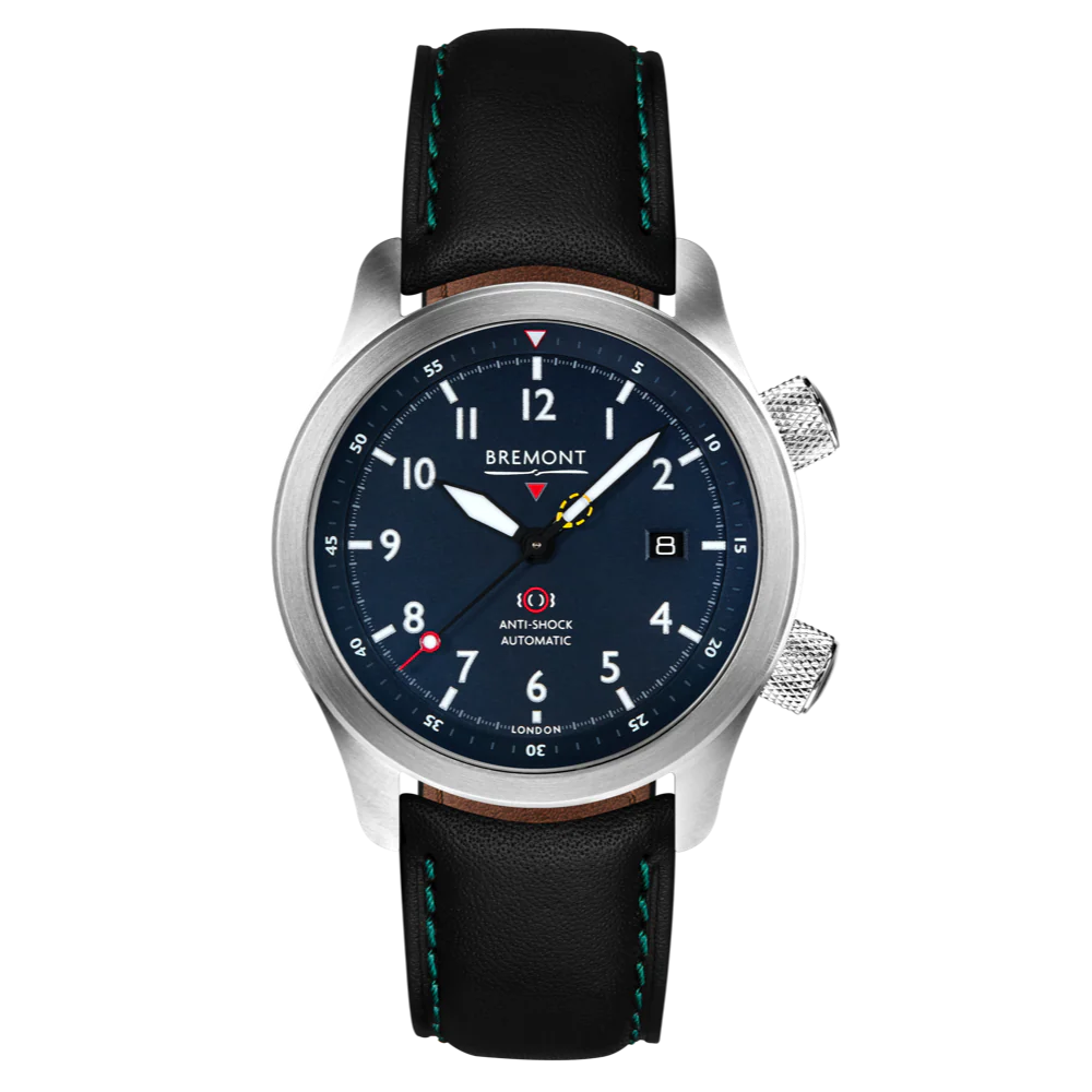 Bremont Watch MBII Custom Stainless Steel Blue Dial with Yellow Barrel & Open Case Back - Image 5