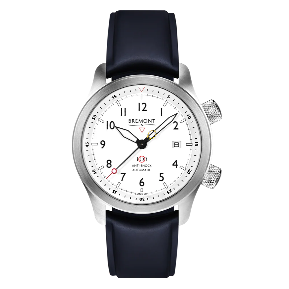 Bremont Watch MBII Custom Stainless Steel White Dial with Purple Barrel & Open Case Back - Image 3