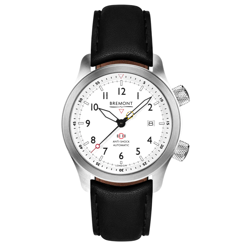 Bremont Watch MBII Custom Stainless Steel White Dial with Yellow Barrel & Open Case Back - Image 8