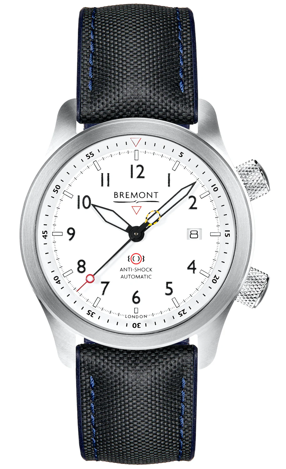 Bremont MBII White Blue Barrel Closed Case Back Watch