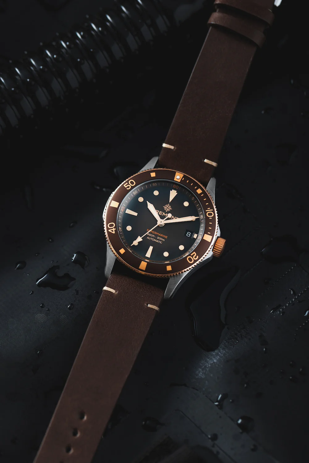 Bremont Supermarine 300M Date Brown Leather Watch - Image 5