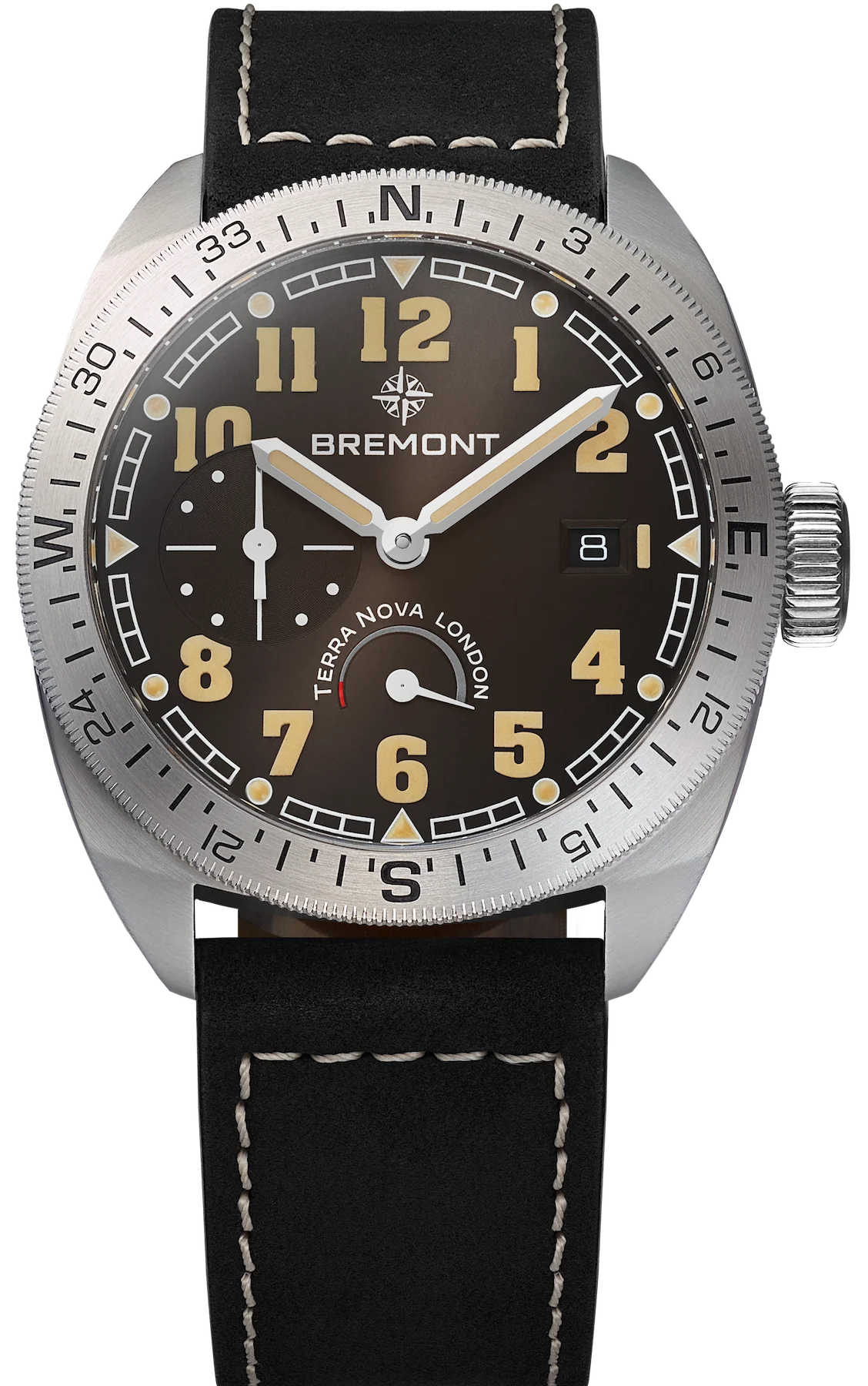 Bremont Terra Nova 40.5 Turning Bezel Black Leather Watch
