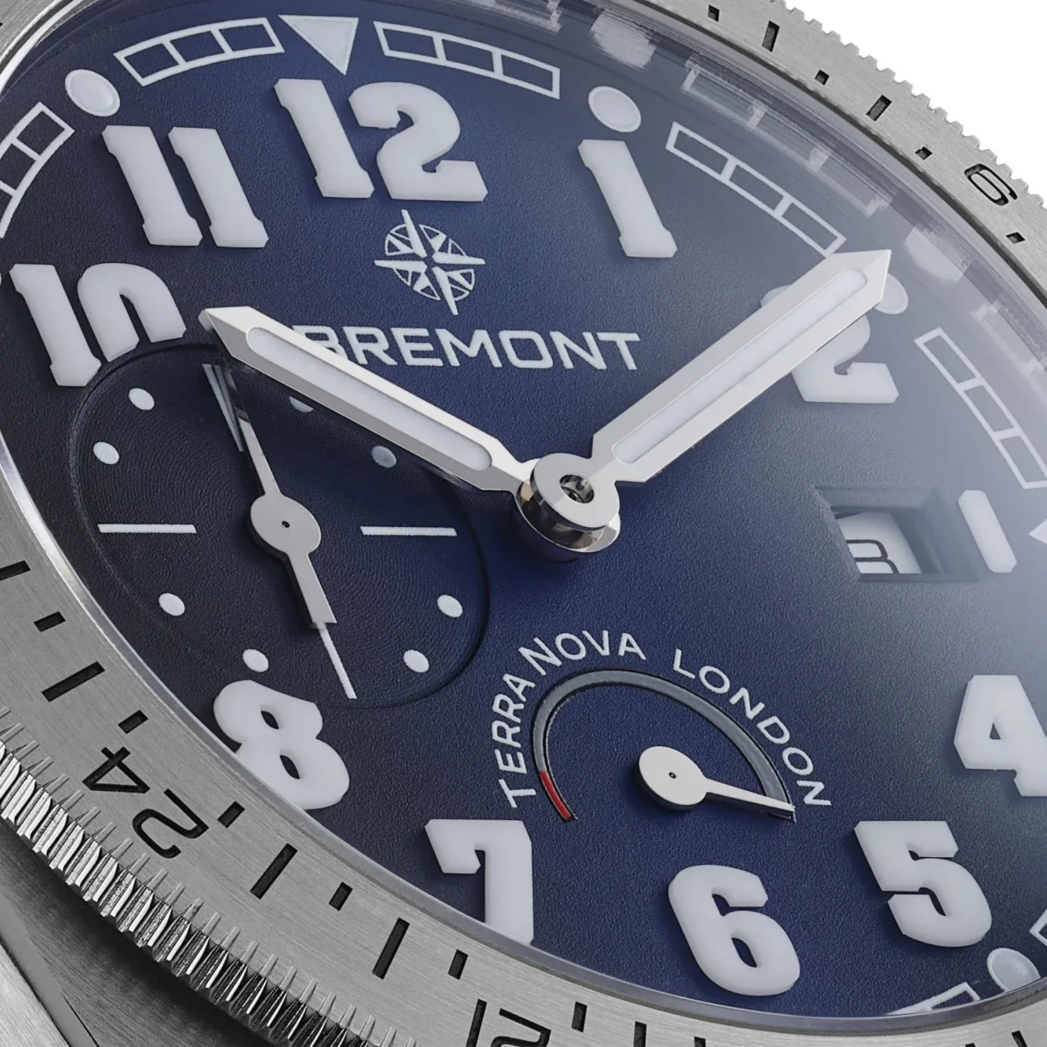 Bremont Terra Nova 40.5 Turning Bezel Power Reserve Blue Leather Watch - Image 4
