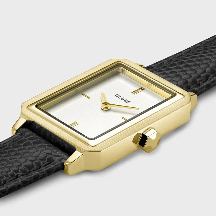 Cluse Fluette Leather Black Lizard Gold - Image 2