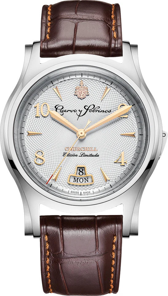 Cuervo y Sobrinos Robusto Churchill Yalta Steel Silver Watch