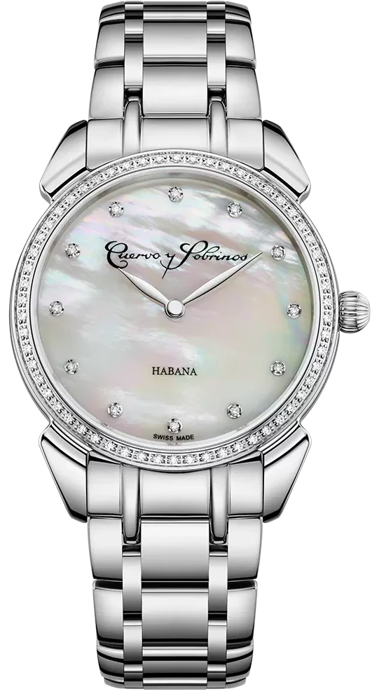 Cuervo y Sobrinos Watch Historiador Primera Dama Diamond White Bracelet