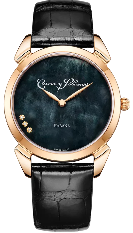 Cuervo y Sobrinos Watch Historiador Primera Dama Gold PVD Black