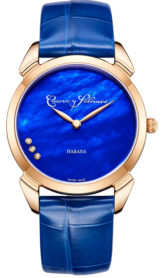 Cuervo y Sobrinos Watch Historiador Primera Dama Gold PVD Blue